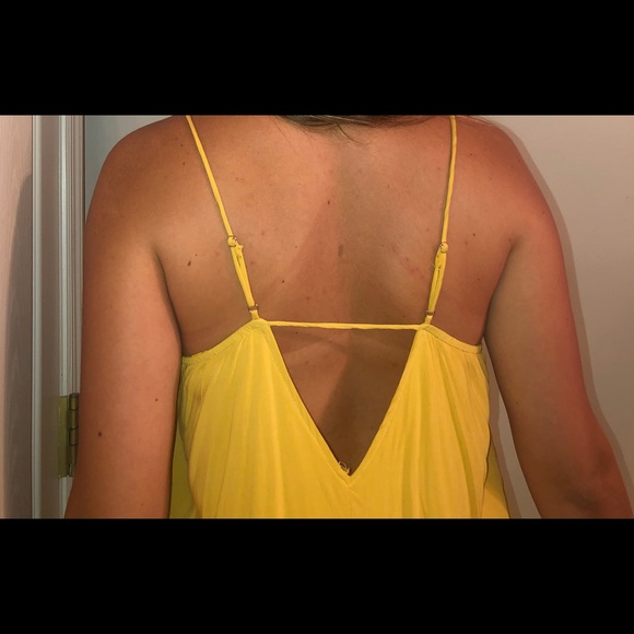 yellow/blue mini dress with tassel bottom - Picture 3 of 4